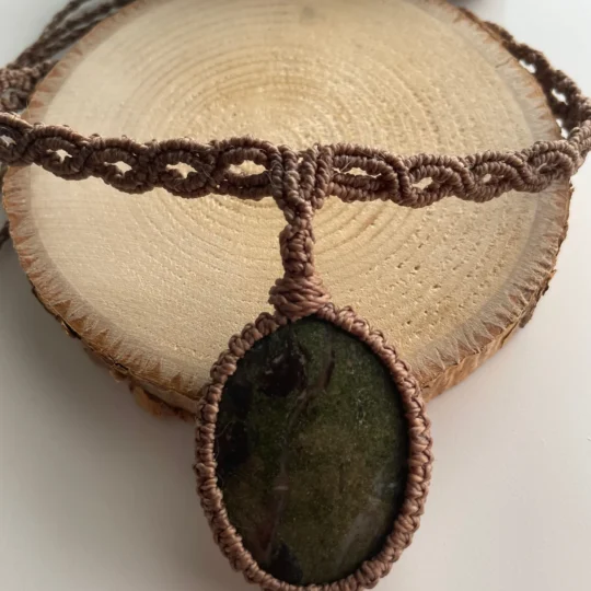 Macrame Necklace with Dragon Blood Stone